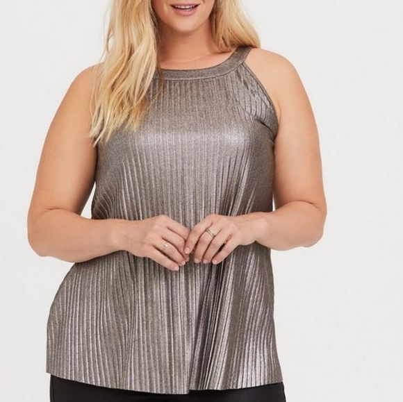 Torrid Pleated Metallic Knit Tank - Picture 1 of 10
